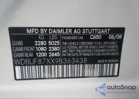 2009 Mercedes-Benz E350 4M Awd from USA, damaged, VIN WDBUF87XX9B363438